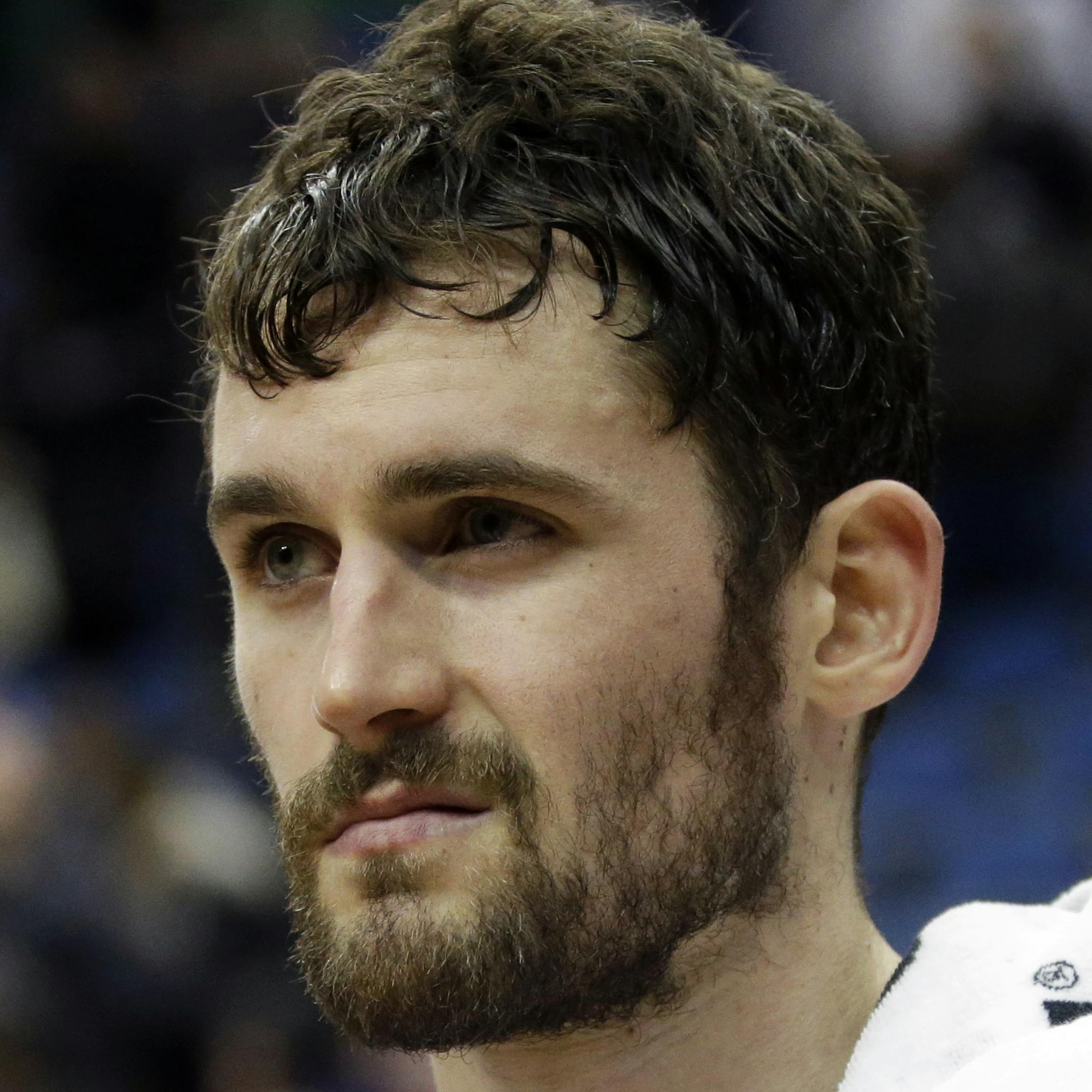 Minnesota Timberwolves' Kevin Love watis sto be interviewed after an NBA basketball game against the Los Angeles Lakers, Tuesday, Feb. 4, 2014, in Minneapolis. The Timberwolves won 109-99. (AP Photo/Jim Mone)