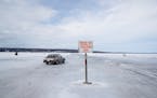 Cars were warned last March before driving on an ice road.
