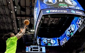 Naz Reid of the Timberwolves warmed up before tonight's game in Dallas.