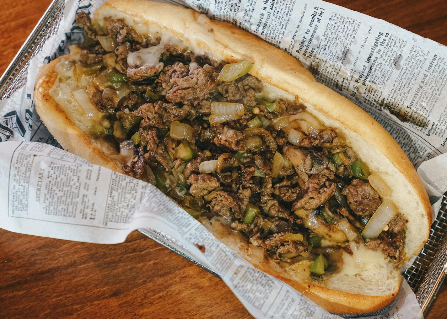 A cheesesteak from Tono Pizzeria + Cheesesteaks.