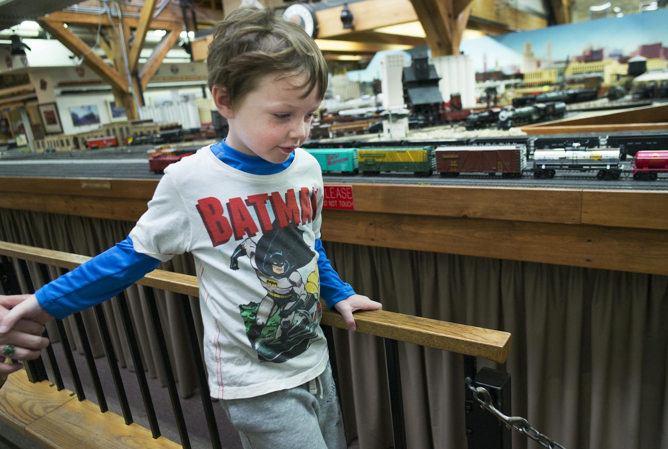 On his first visit, Benjamin Allison,4, of St. Paul was enthralled with the trains running on 2000ft of tracks at The Twin City Model Railroad Museum at Bandana Square. It is closing its doors after first opening in 1934.] Richard Tsong-Taatarii/rtsong-taatarii@startribune.com