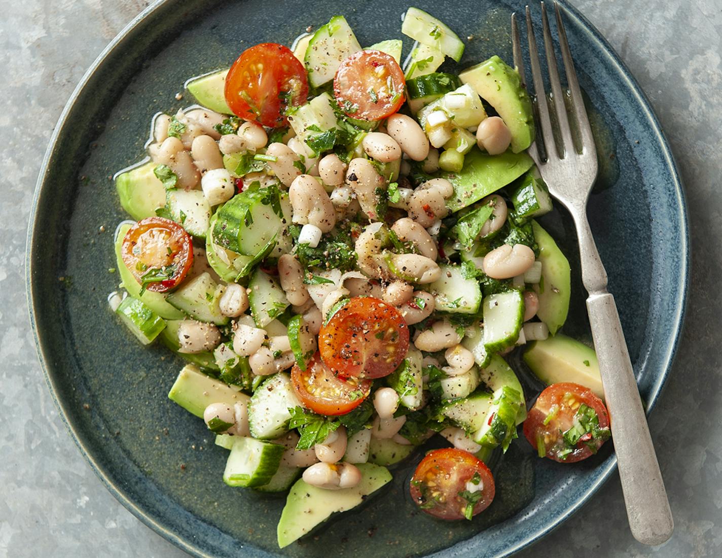 Cucumber, Tomato, White Bean and Avocado Salad Mette Nielsen