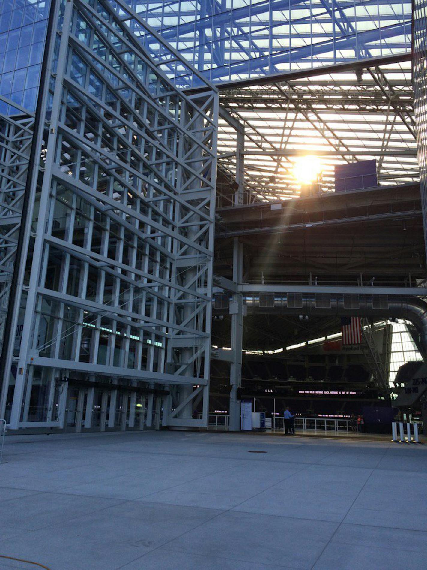 U.S. Bank Stadium's huge doors opened for the first time this morning, taking five minutes and accompanied by a loud beeping sound.