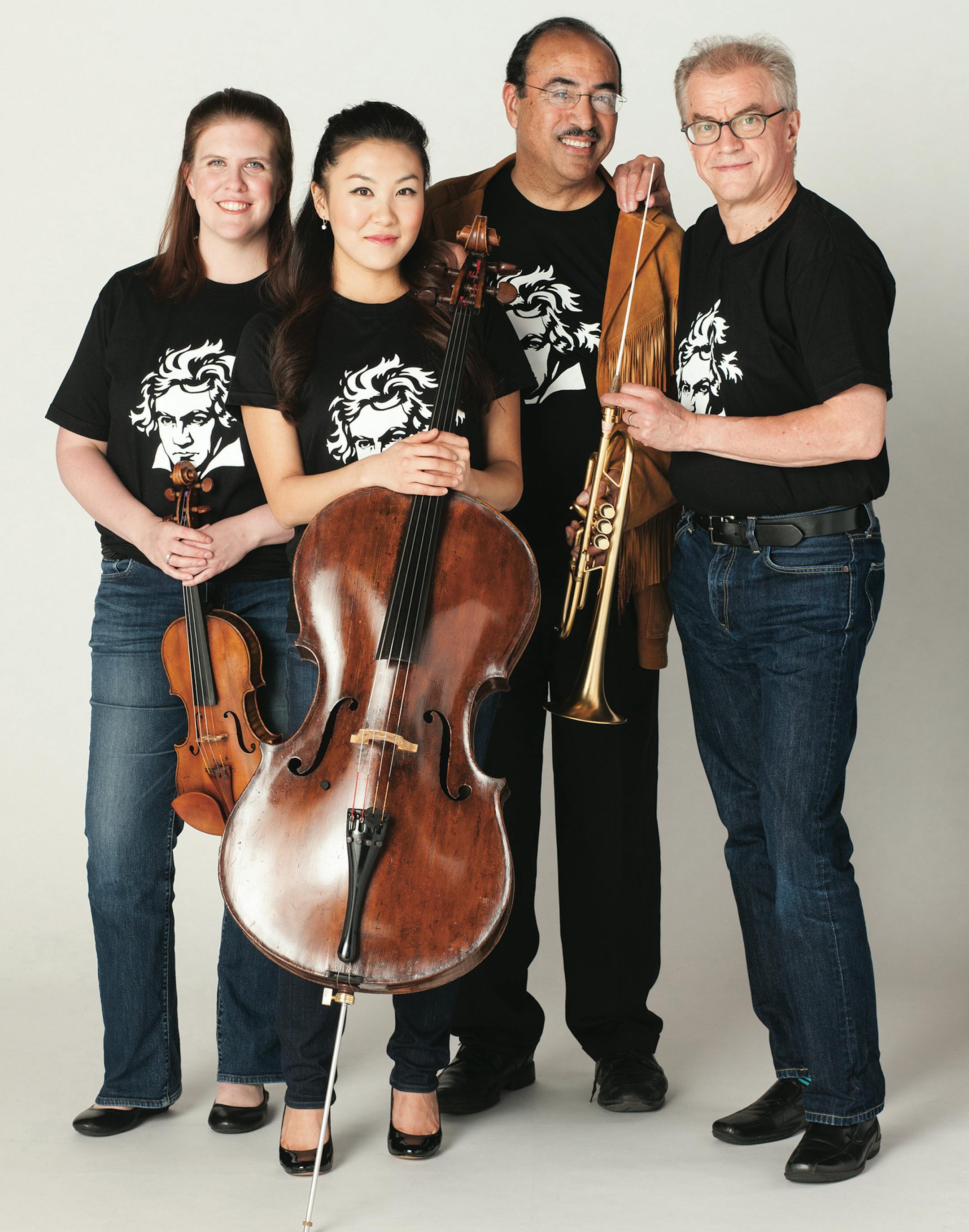 credit: Josh Kohanek Concertmaster Erin Keefe, cellist Eugena Chang, trumpeter Manny Laureano and conductor Osmo Vanska of the Minnesota Orchestra.