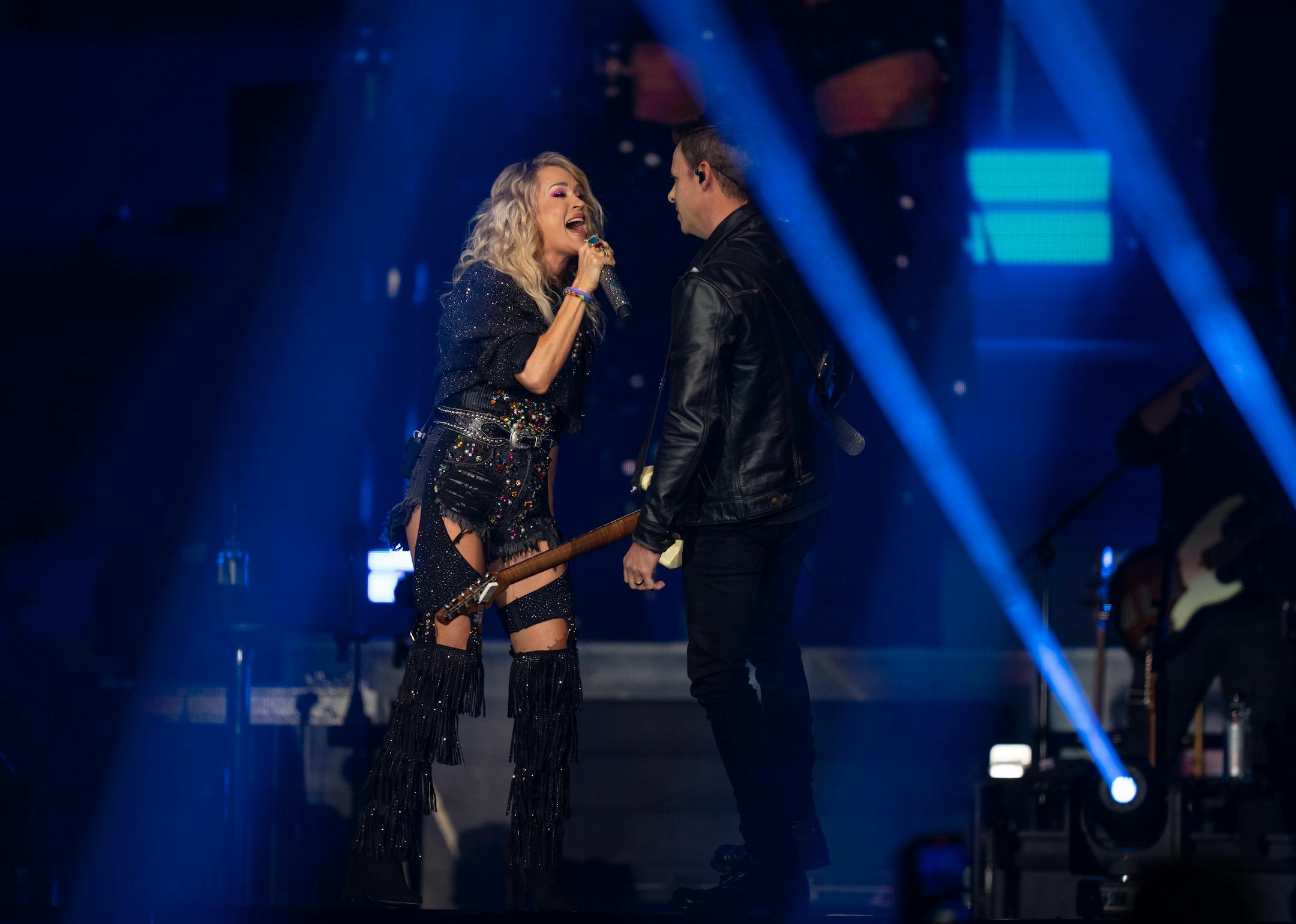 Carrie Underwood performing Tuesday, Oct. 25, 2022 at Target Center in Minneapolis while on her Denim & Rhinestones tour.
