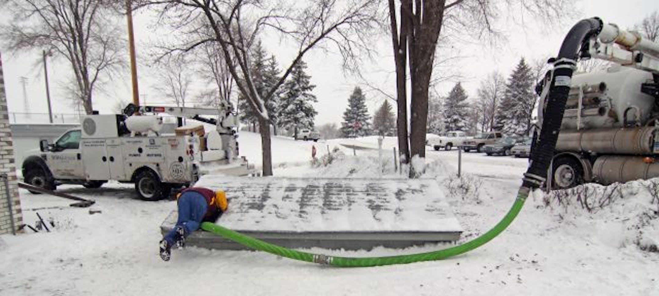 Workers from the city of Anoka and W W Goetsch Associates pumped out the backed up water and serviced the failed lift pump.