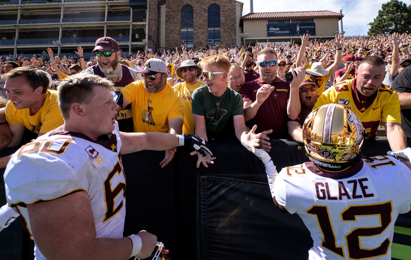 Gophers players celebrated their 30-0 win against the Colorado Buffaloes Saturday with fans. ] AARON LAVINSKY • aaron.lavinsky@startribune.com