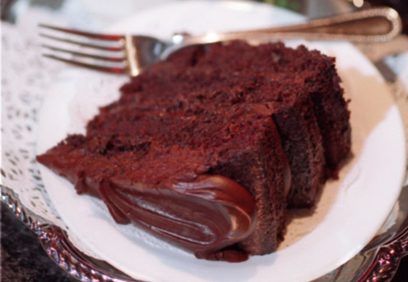 The splendid double-chocolate cake at Cafe Latte in St. Paul.