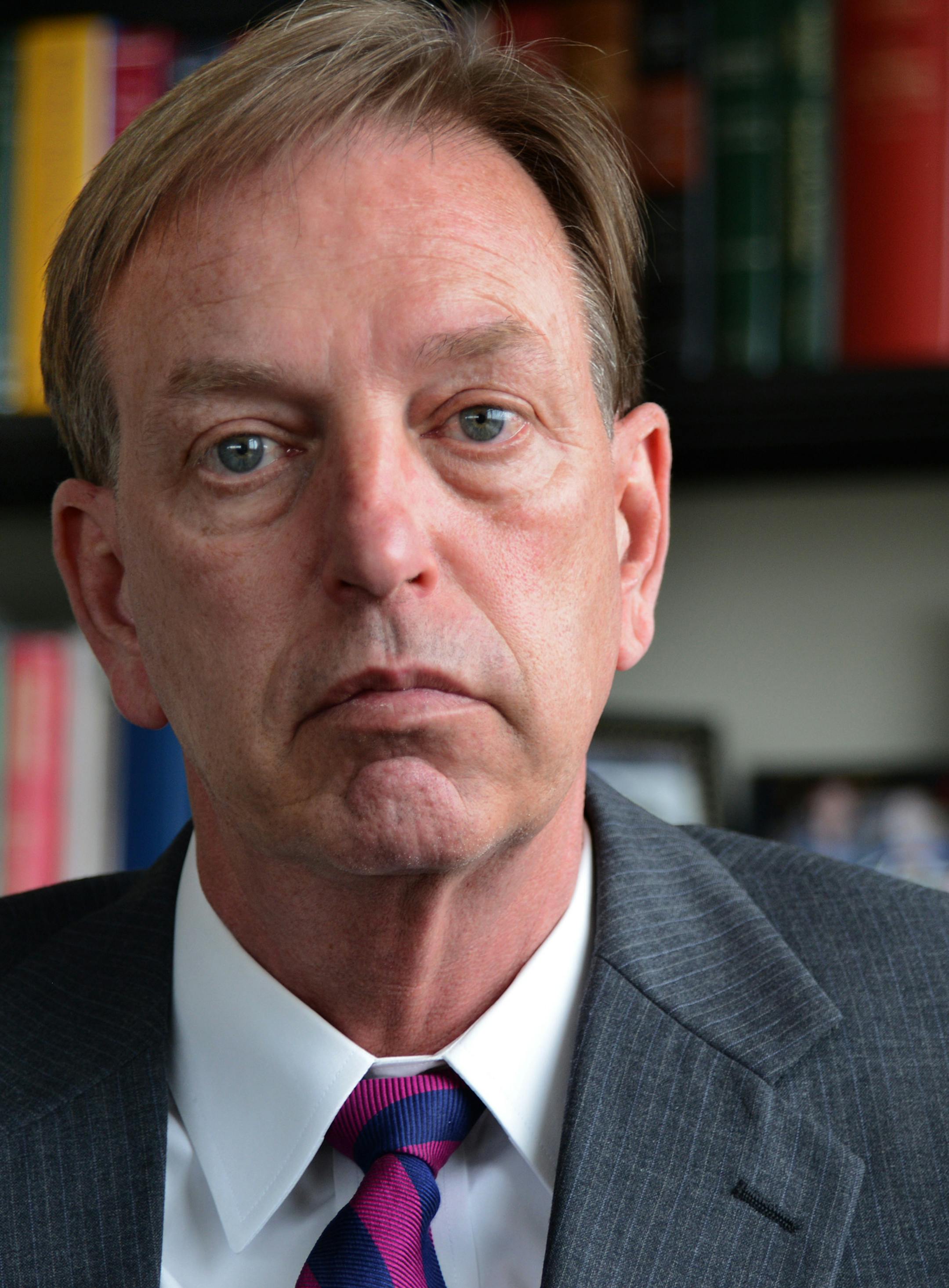This is a profile of Pete Orput, the Washington County Attorney who will step in as guest prosecutor in the Little Falls home invasion case. Orput, a former Hennepin County prosecutor, is a driven man, described by people who have known him for years as being obsessed with the pursuit of justice. These portraits were taken in his office at the Washington County Government Center.] Richard.Sennott@startribune.com Richard Sennott/Star Tribune. , Oak Parks Heights Minn. Thursday 5/9/13) ** (cq) ORG