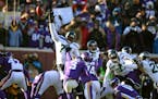 Minnesota Vikings kicker Blair Walsh (3) missed a 27-yard field goal late in the fourth quarter at TCF Bank Stadium as the team bowed out of the playo