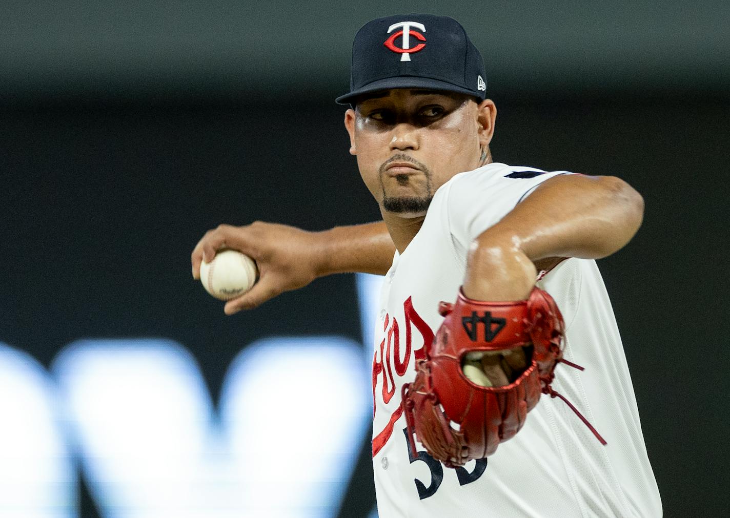 Minnesota Twins pitcher Jhoan Duran (59) in the ninth inning Tuesday, August 15, 2023, Target Field in Minneapolis, Minn. ] CARLOS GONZALEZ • carlos.gonzalez@startribune.com