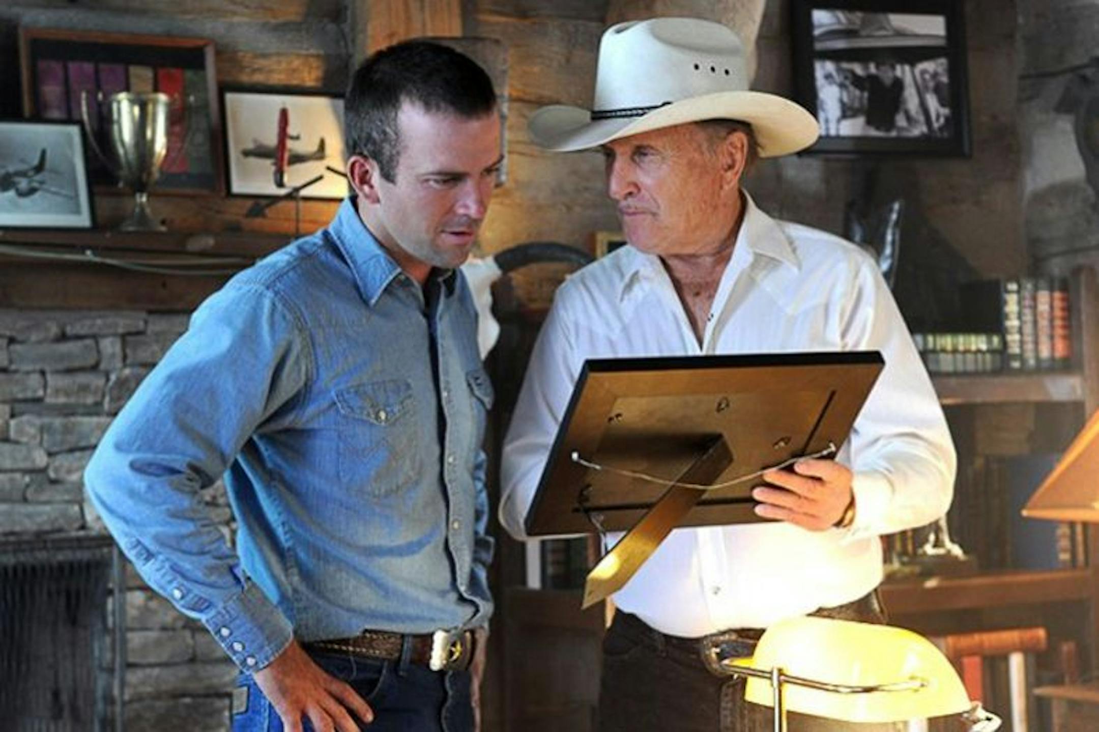 Lucas Black, left, and Robert Duvall in "Seven Days in Utopia."