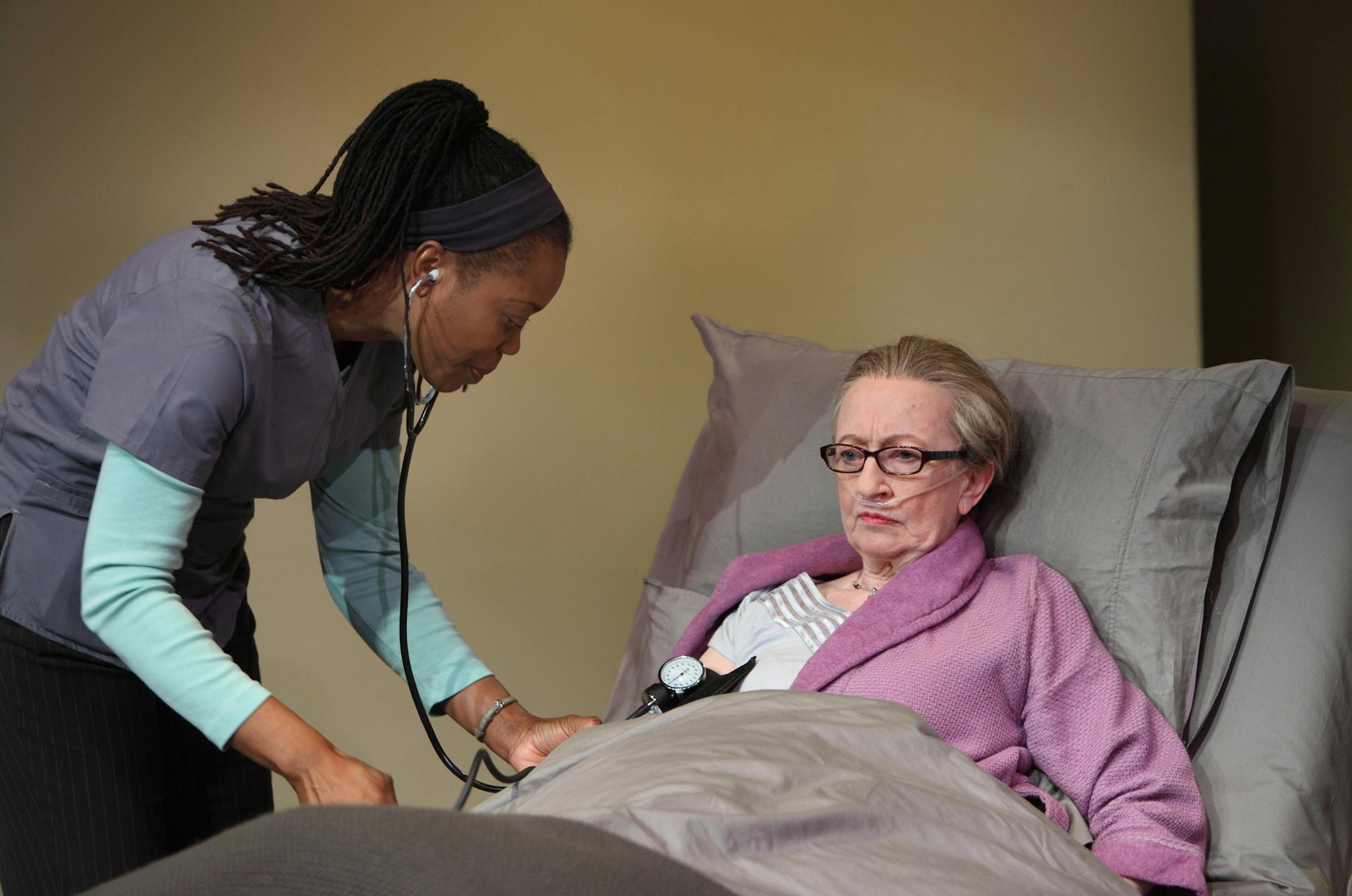 Pillsbury House Theatre presents Death Tax by Lucas Hnath and directed by Hayley Finn Starring: Regina Marie Williams* (Tina, Candice), Wendy Lehr (Maxine), Clarence Wethern (Todd, Charley), Tracey Maloney (Daughter) Set Designer: John Francis Bueche Lighting Designer: Michael Wangen Prop Designer: Kellie Larson Sound Designer: Katharine Horowitz Costume Designer: Trevor Bowen Dialect Coach: Barbara Pierre-Louis Production Stage Manager: Elizabeth R. MacNally* Production Assistant: Blayn Lemke P