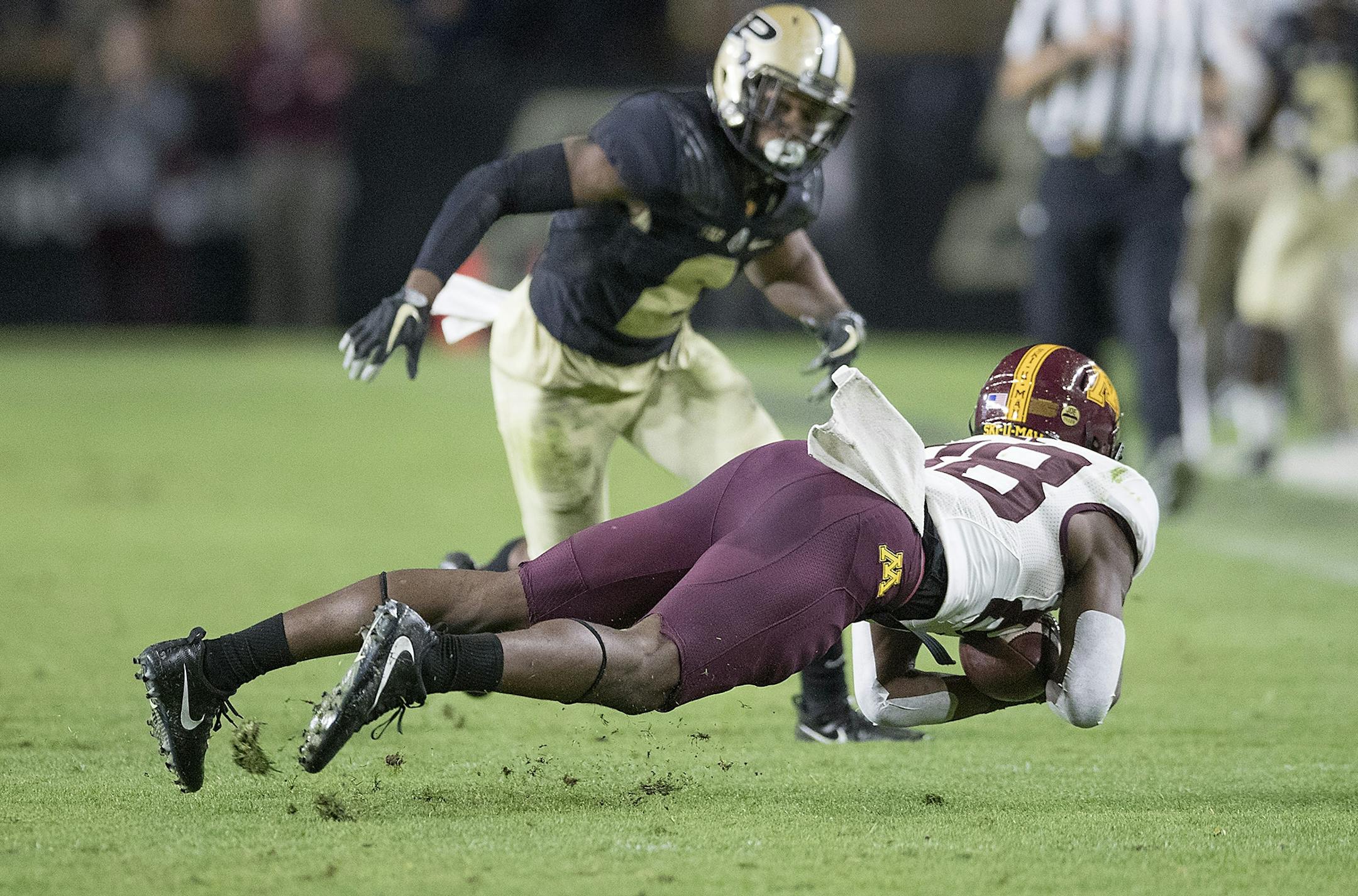 Minnesota's wide receiver Rashad Still recovered the ball during the fourth quarter the Gophers took on Purdue at Ross�Ade Stadium, Saturday, October 7, 2017 in West Lafayette, IN.