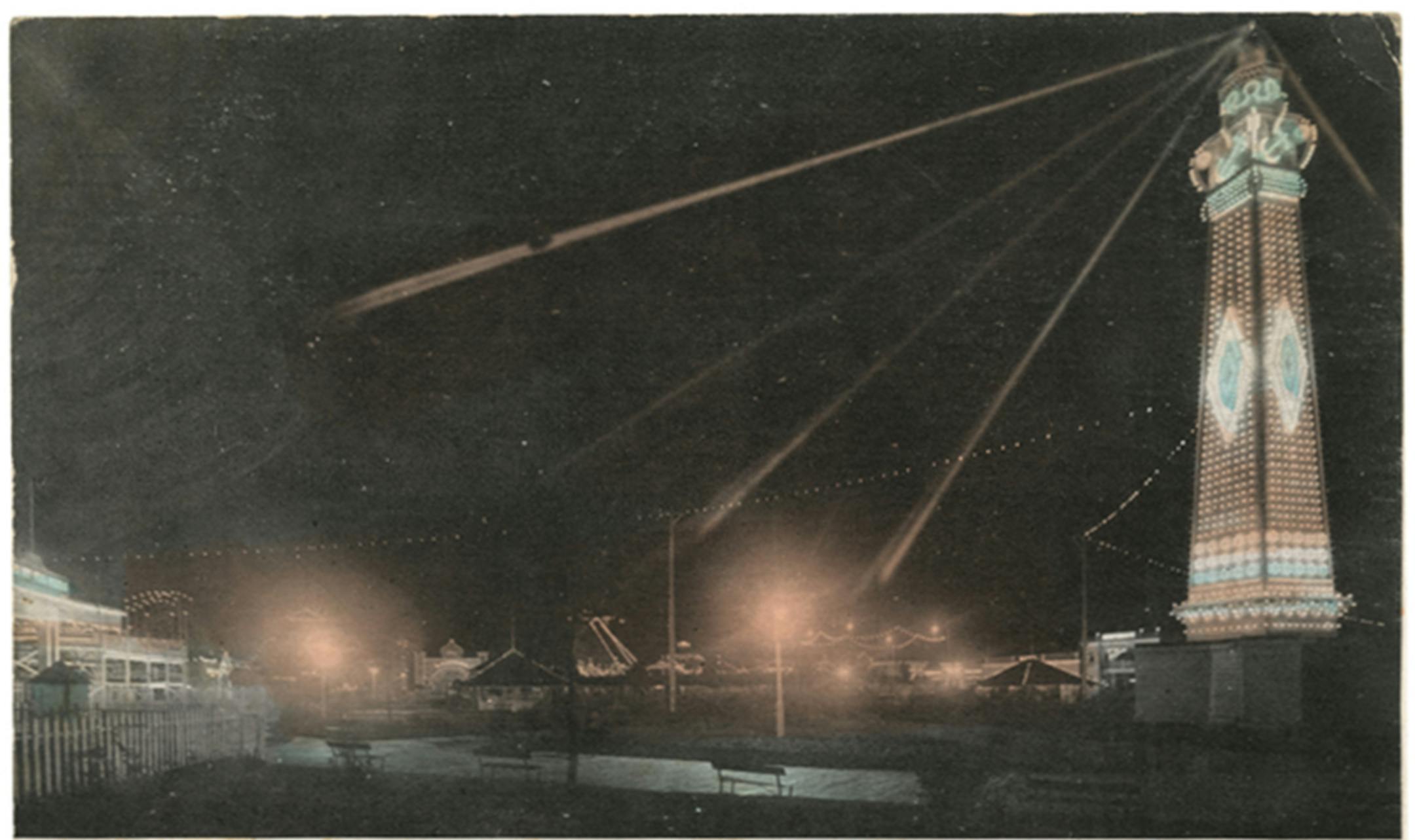 The Night scene, Wonderland Amusement Park, Minneapolis, around 1908. The park closed in 1911.