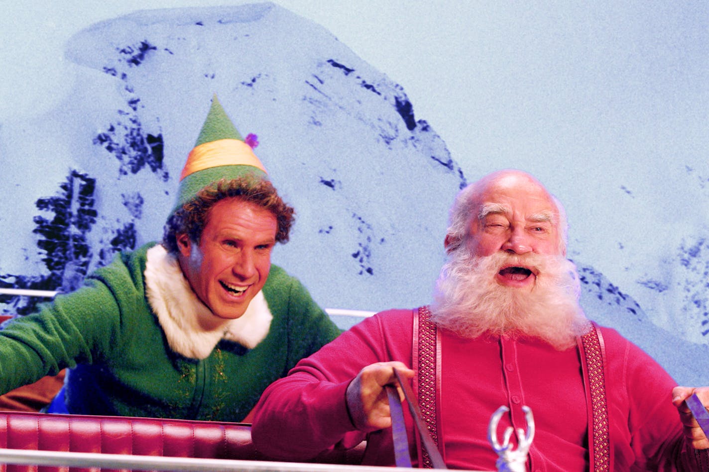 Will Ferrell (left) as "Buddy" and Ed Asner (right) as "Santa Claus" in New Line Cinema's upcoming film Elf. Photo: (2003 Alan Markfield/New Line Productions