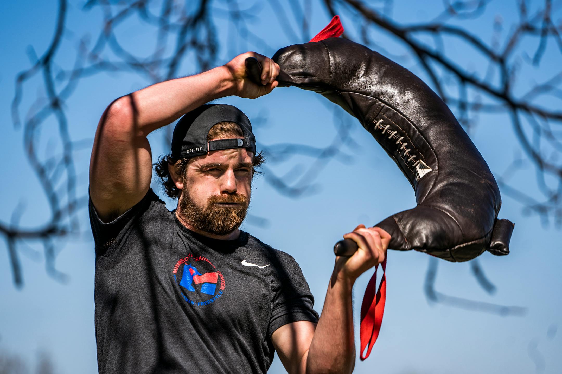 Olympic wrestling hopeful Pat Smith, the wrestler from Chaska, did workouts outside the gym in April.