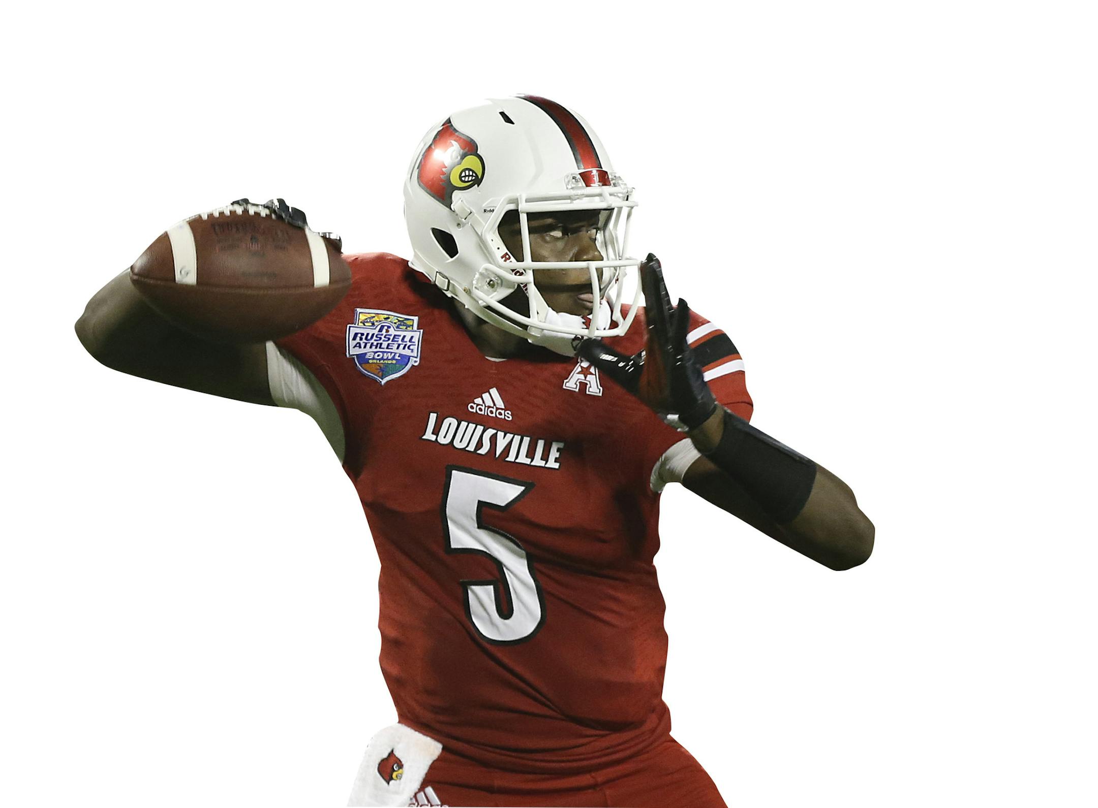 Louisville quarterback Teddy Bridgewater throws a pass during the first half of the Russell Athletic Bowl NCAA college football game against Miami in Orlando, Fla., Saturday, Dec. 28, 2013.(AP Photo/John Raoux) ORG XMIT: FLJR