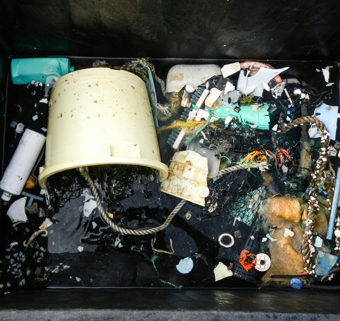 Debris snagged during an ocean sampling operation. (Ocean Cleanup)