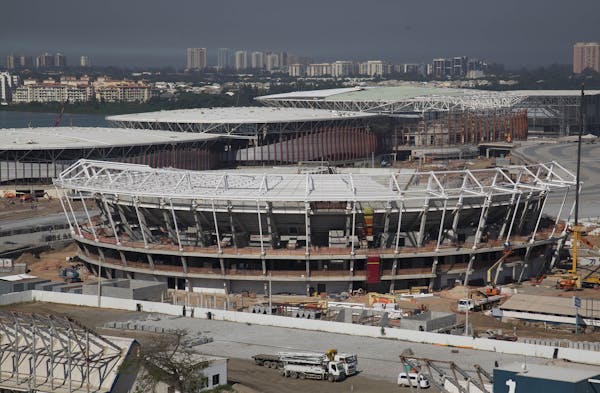 The Olympic Park which will host competitions during Rio's 2016 Olympics is seen under construction in Rio de Janeiro, Brazil, Tuesday, June 9, 2015. 