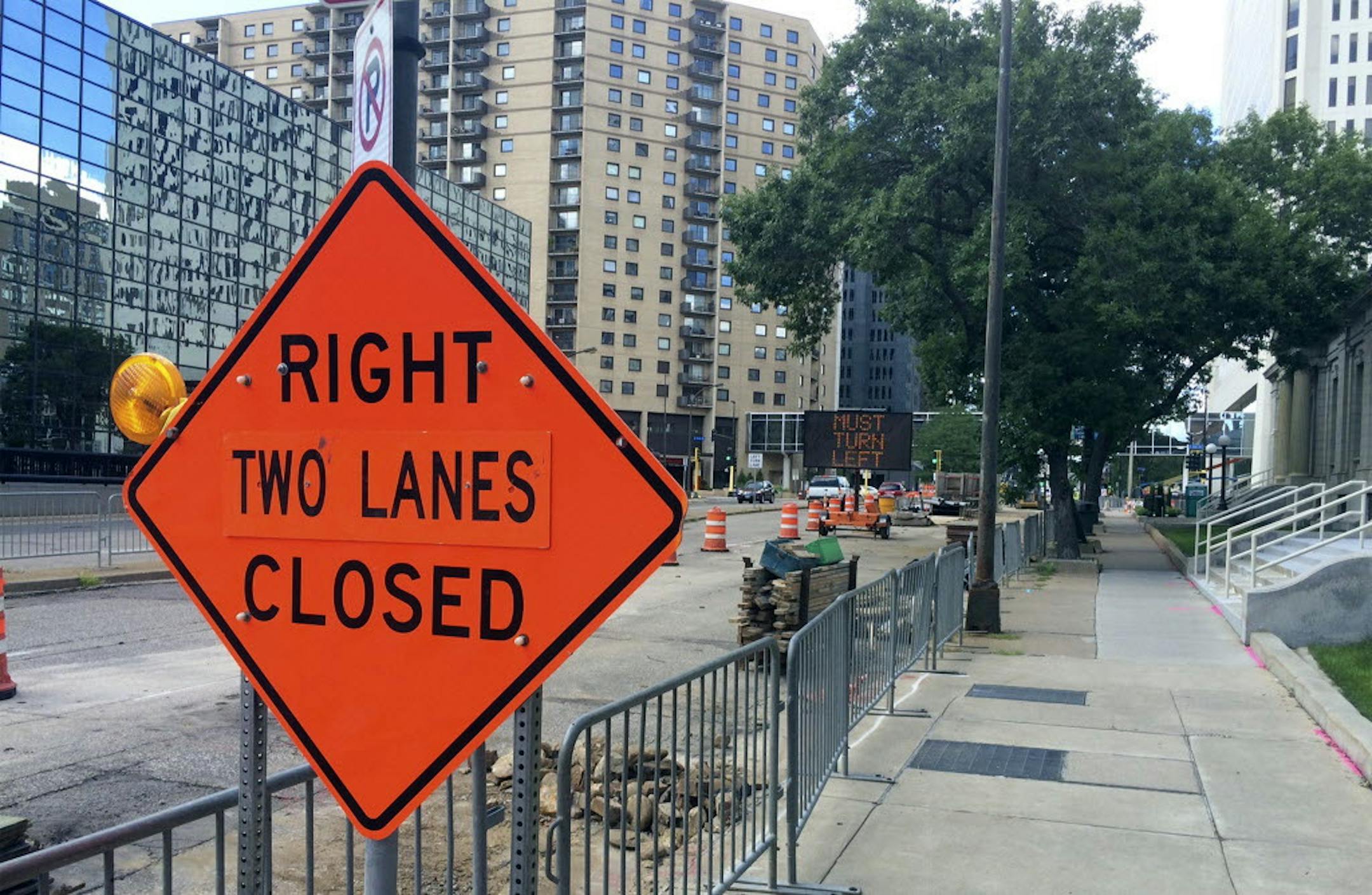 Signs announcing lane and road closures will be posted throughout the metro, including on I-94 in St. Paul's Midway area, I-494 near the MSP Airport and on Hennepin Avenue in downtown Minneapolis.