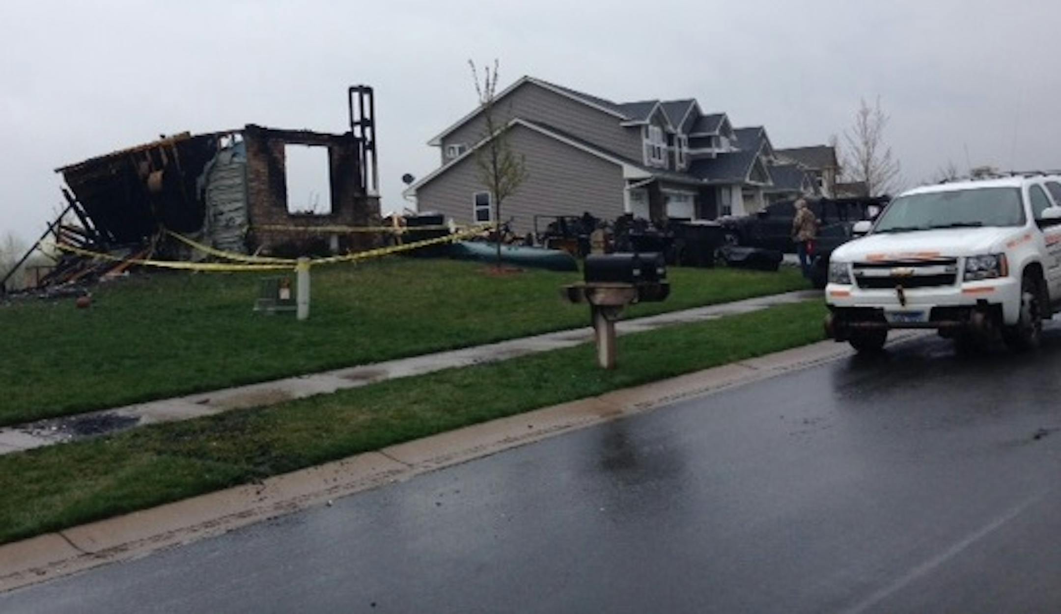 The aftermath of fire ignited by lightning in Otsego.