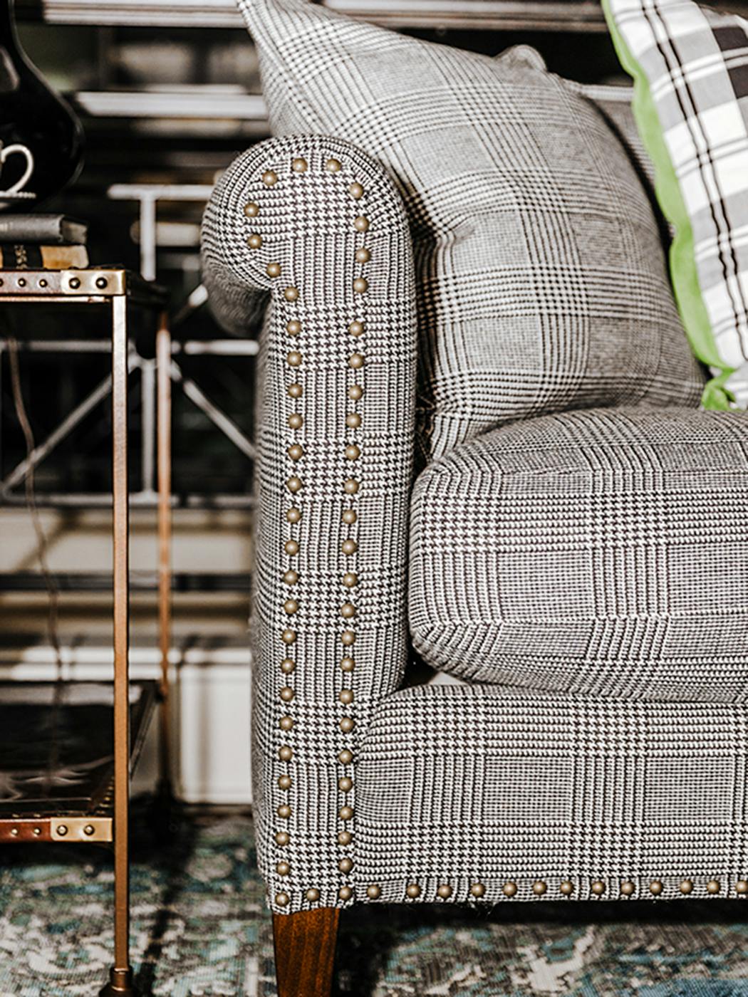 Inspired by men’s classic suit styles, any material from pinstripes to plaid or herringbone to houndstooth can be used to bring masculine charm to a space. 