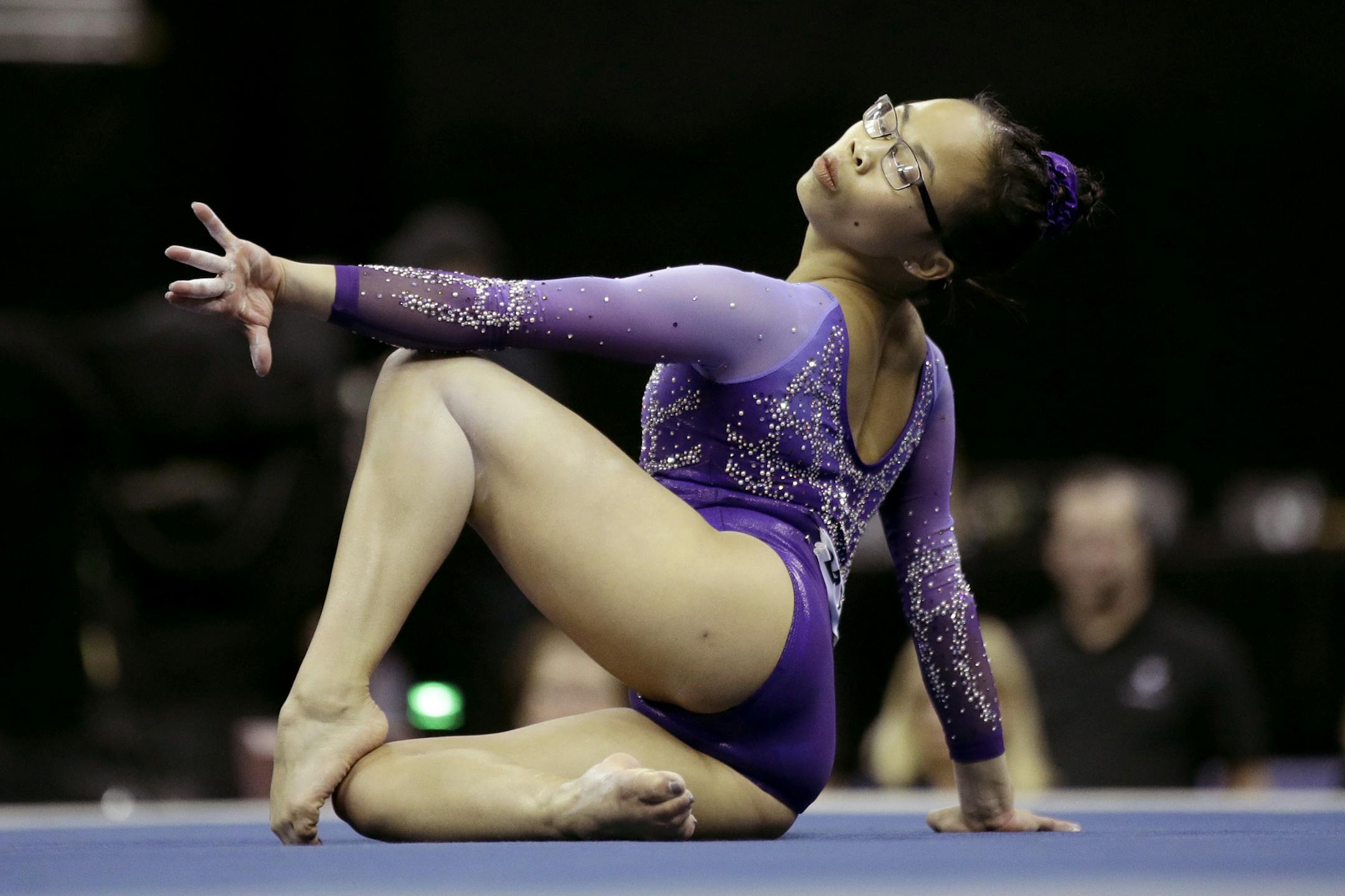 Morgan Hurd competes in the floor exercise during the senior women's competition at the 2019 U.S. Gymnastics Championships Sunday, Aug. 11, 2019, in Kansas City, Mo. McCallum finished fourth in the all-around. (AP Photo/Charlie Riedel)