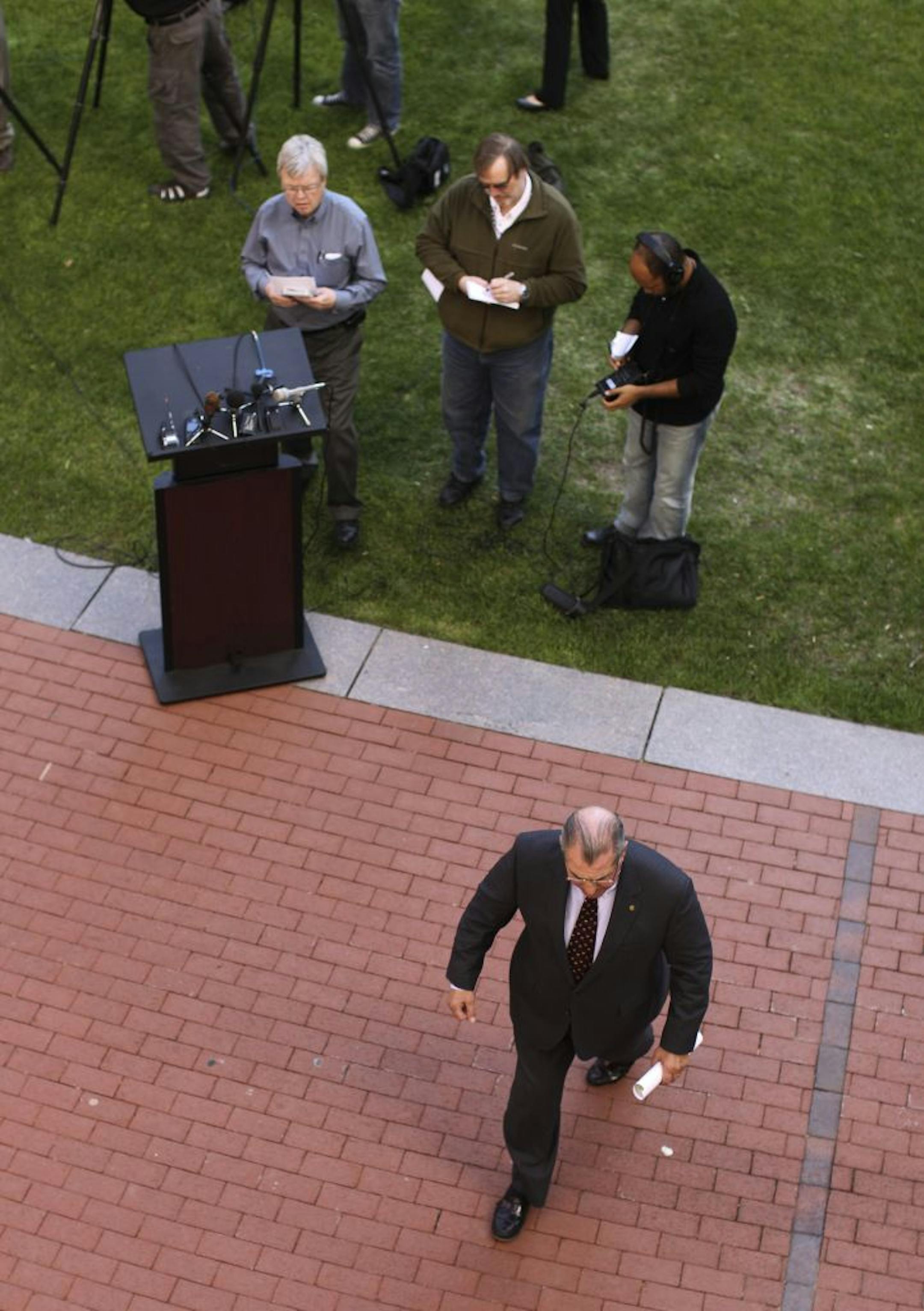 County Attorney Mike Freeman held a news conference Monday outside the Hennepin County Government Center.