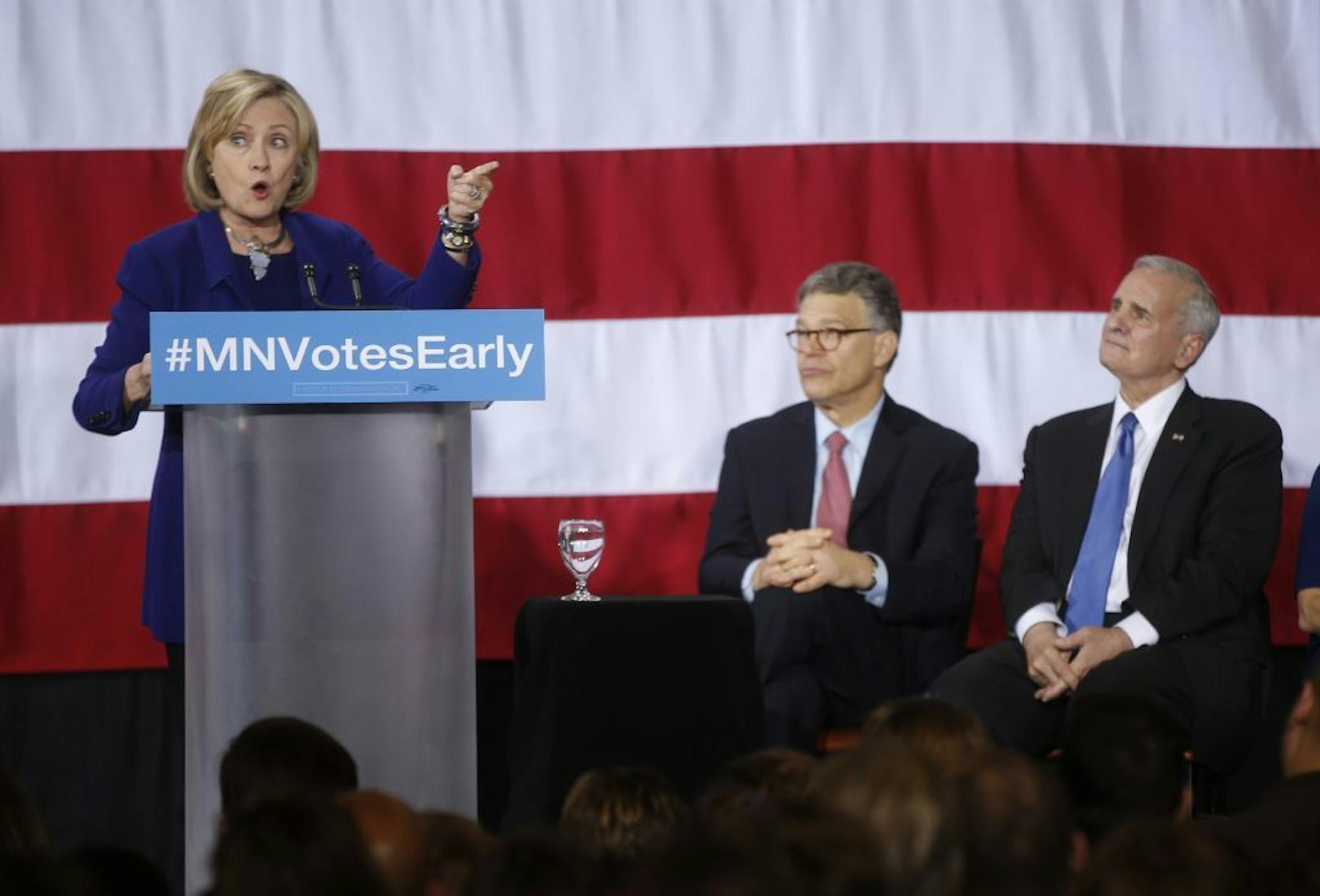 Hillary Clinton stumped for Senator Al Franken and Governor Mark Dayton. Senator Amy Klobuchar was also present to lend her support.