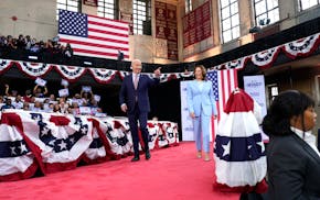 President Joe Biden and Vice President Kamala Harris arrive for a campaign event to launch Black Voters for Biden-Harris at Girard College in Philadel
