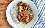 Soy Honey-Glazed Crispy Tofu with Broccoli and Carrots. Credit: Meredith Deeds, Special to the Star Tribune