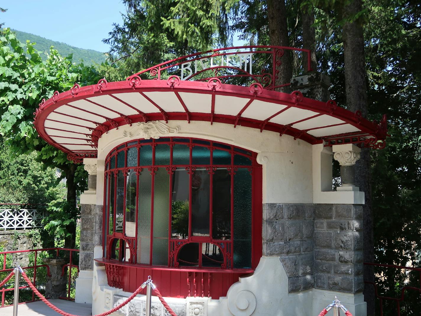 A ticket office with style announces itself in San Pellegrino Terma, Italy.