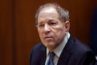 FILE - Former film producer Harvey Weinstein appears in court in Los Angeles, Oct. 4 2022. New York’s highest court has overturned Weinstein’s 202