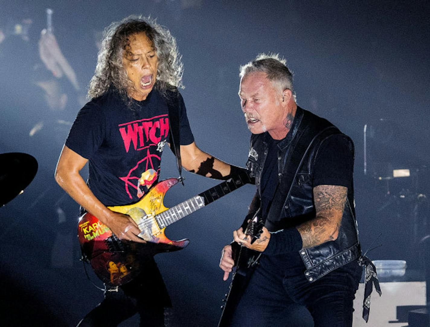 Just imagine Kirk Hammett's and James Hatfield's pretty faces on a giant drive-in movie theater screen near you. / Carloz Gonzalez, Star Tribune