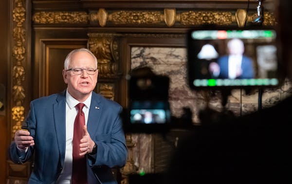 Minnesota Gov. Tim Walz spoke to Minnesotans Nov. 18 from the governor's reception room at the State Capitol.