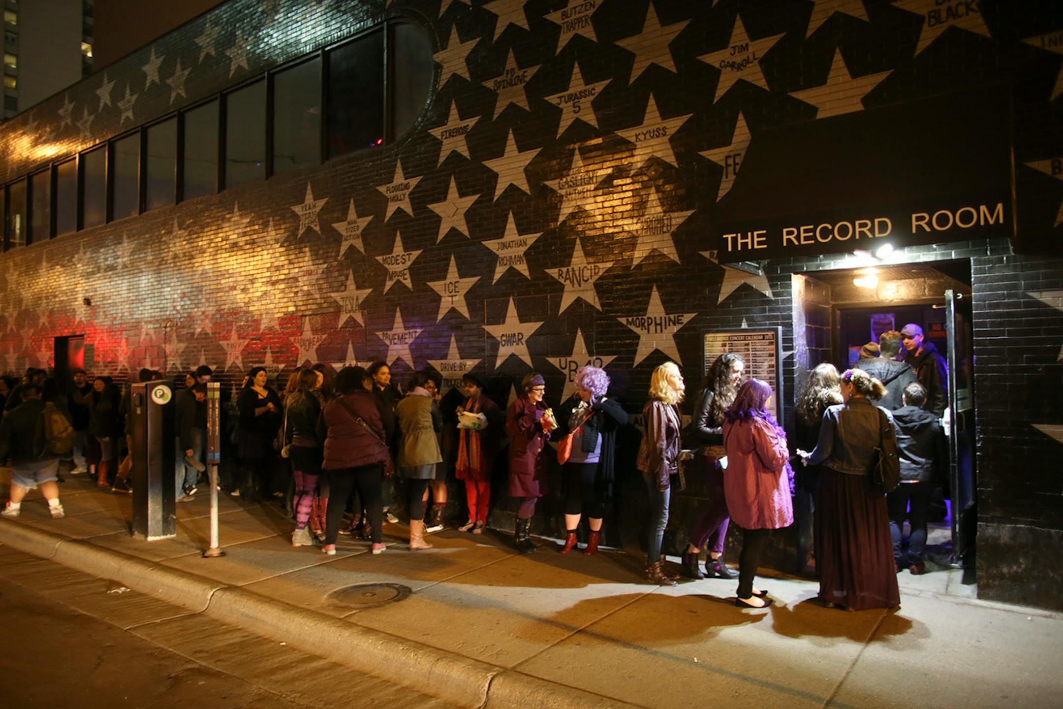 Poetry fans filed into The Record Room for The Prince Purple Poetry Party Wednesday night at First Ave. ] JEFF WHEELER • jeff.wheeler@startribune.com One of the off-site events at the start of the AWP Conference & Bookfair was The Prince Purple Poetry Party Wednesday night, April 8, 2015 in The Record Room at First Ave. in Minneapolis. More than a dozen poets read poems they wrote that were inspired by the music of Prince.