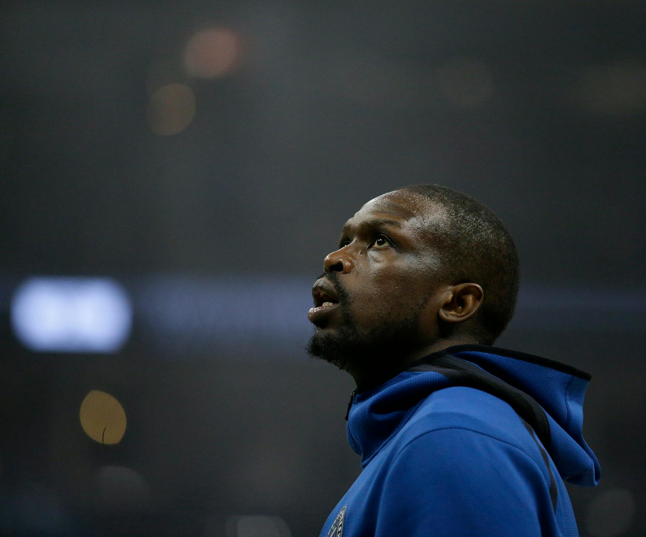 Minnesota Timberwolves' Luol Deng warms up before an NBA basketball game against the Milwaukee Bucks Saturday, Feb. 23, 2019, in Milwaukee. (AP Photo/Aaron Gash)