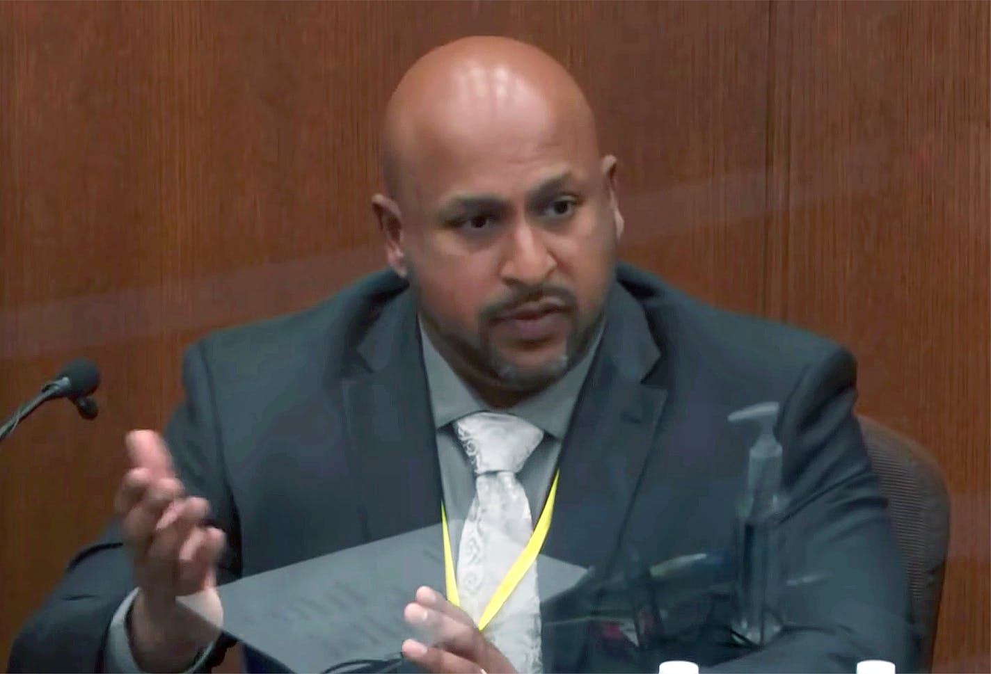 In this image from video, BCA Special Agent James Reyerson testified Wednesday, April 7, 2021, in the trial of former Minneapolis police officer Derek Chauvin at the Hennepin County Courthouse in Minneapolis.