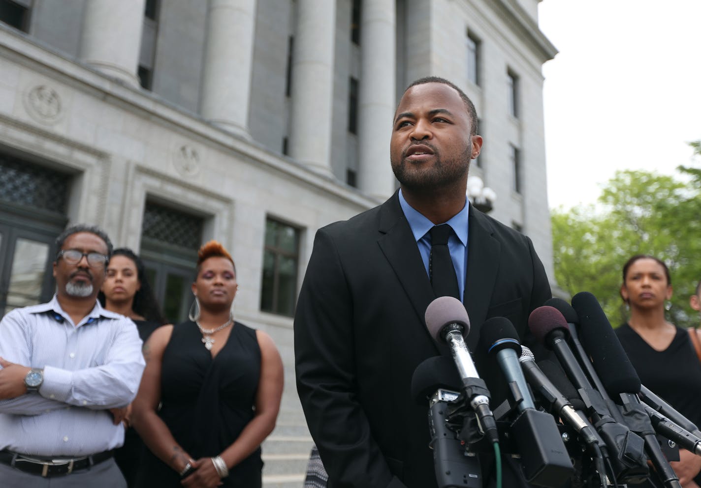 After the house majority leader finished talking to the press following the end of the Legislative session,Rashad Turner quickly moved in front of the mics to out line some of his platform. He is running for the Legislature Monday May 23, 2016 in St. Paul , MN.] Jerry Holt /Jerry.Holt@Startribune.com