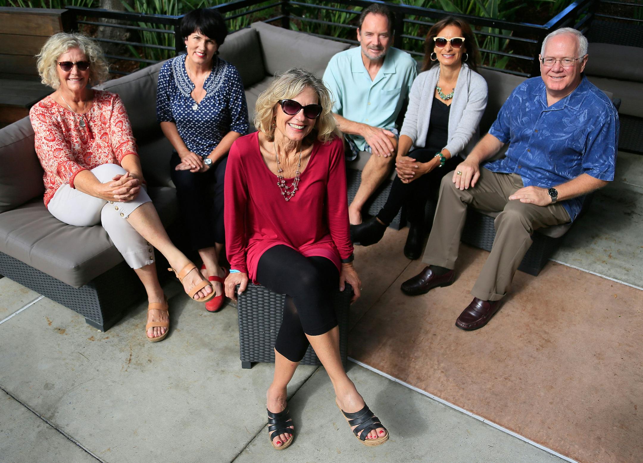 Sherrie Gould, center, the executive director of Summit for Stem Cell foundation, with hikers who will be climbing to Peru's Machu Picchu in October to raise money for stem cell research into Parkinson's disease. The climbers and fundraisers are, from left, Carolynne Arens, Parkinson's patient Elena Andrews, Parkinson's patient Doug Burcombe and his wife Margie Burcombe and Parkinson's patient Ron Phillips. (Misael Virgen/San Diego Union-Tribune/TNS) ORG XMIT: 1189905