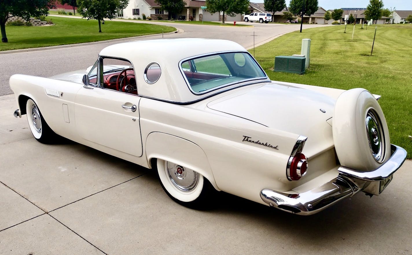 A 1956 Ford Thunderbird, before it was stolen and damaged last week.