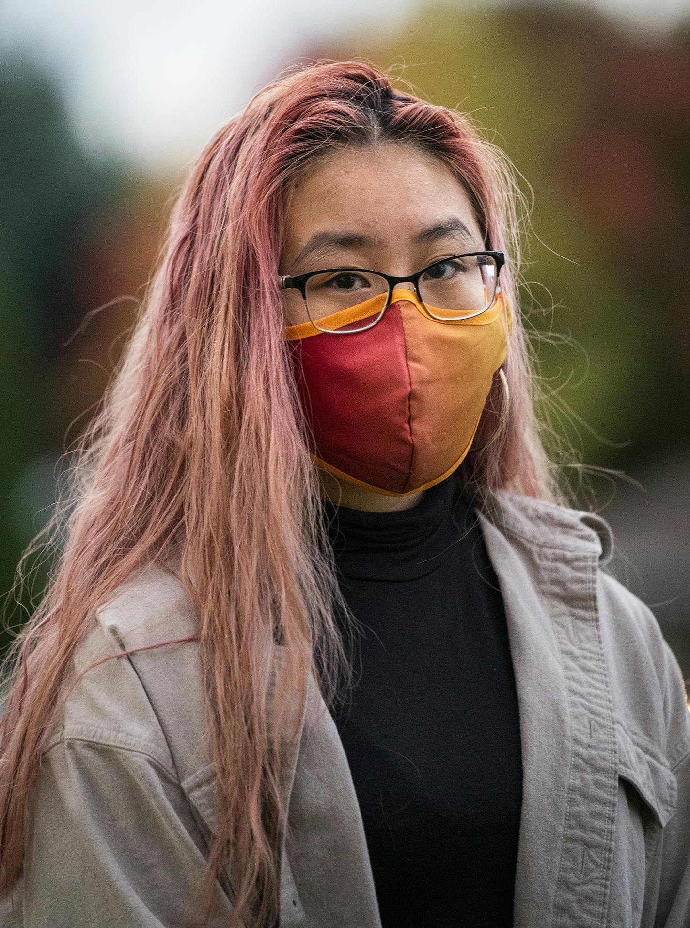 Isabelle Wong, 17, is a senior at Apple Valley High School. ] LEILA NAVIDI • leila.navidi@startribune.com BACKGROUND INFORMATION: Isabelle Wong, 17, is a senior at Apple Valley High School. Photographed outside her home in Lakeville on Tuesday, October 6, 2020. Young Minnesotans are engaged in the upcoming 2020 election, even those who are too young to vote in November.