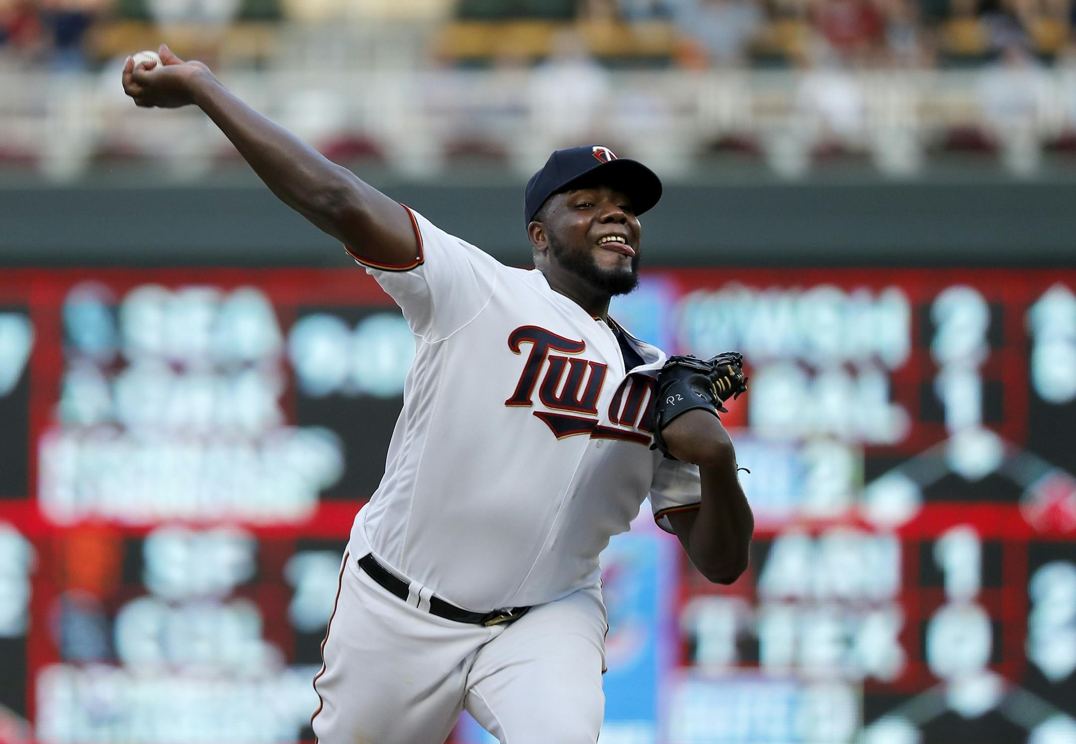 Minnesota Twins starting pitcher Michael Pineda (35) pitches in the second inning.