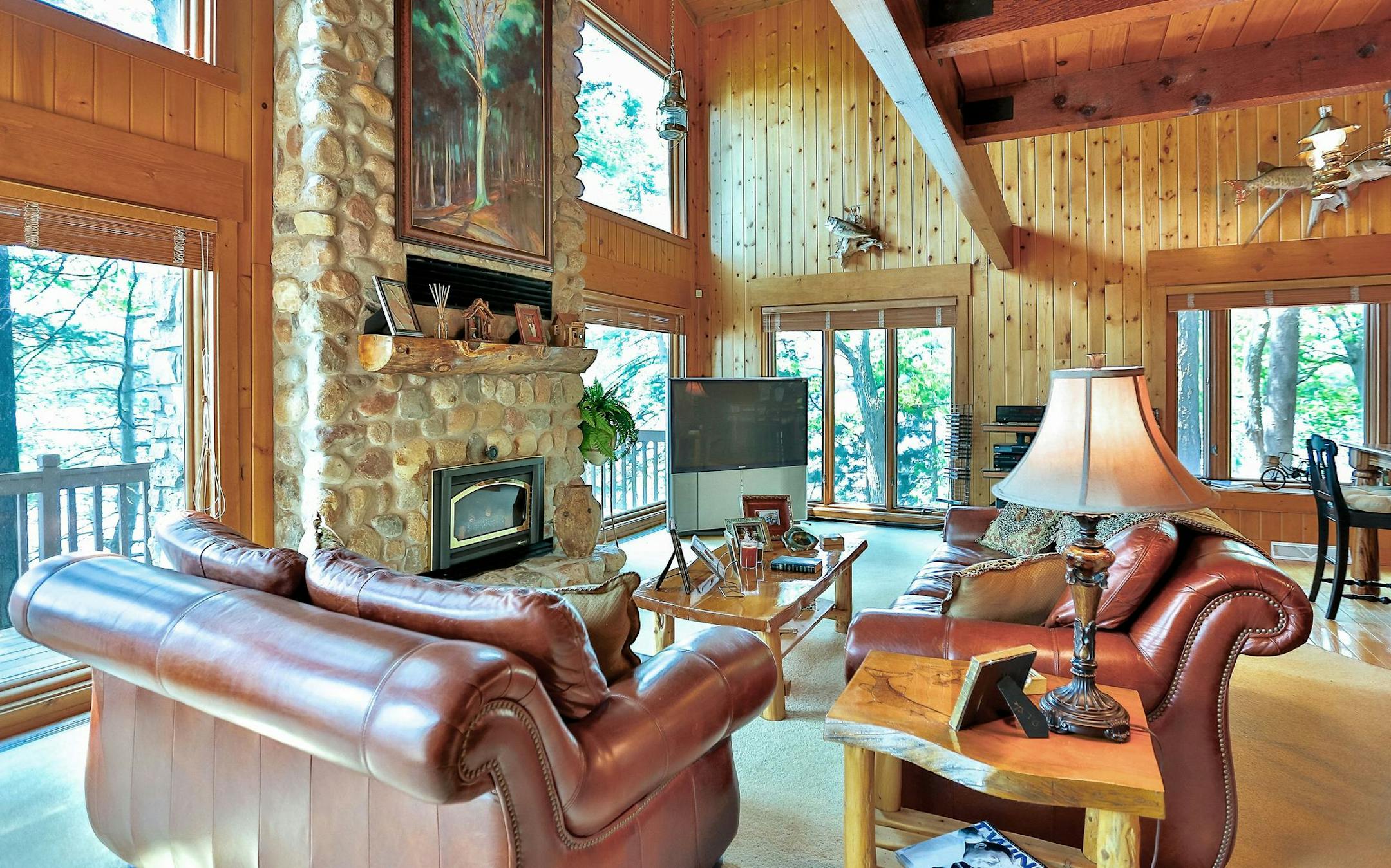 Family room at Kirby Puckett's lake place