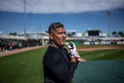 Jair Camargo is shown during a February practice.


Pitchers and catchers report to the 2024  Minnesota Twins, spring baseball camp at Hammond Stadium