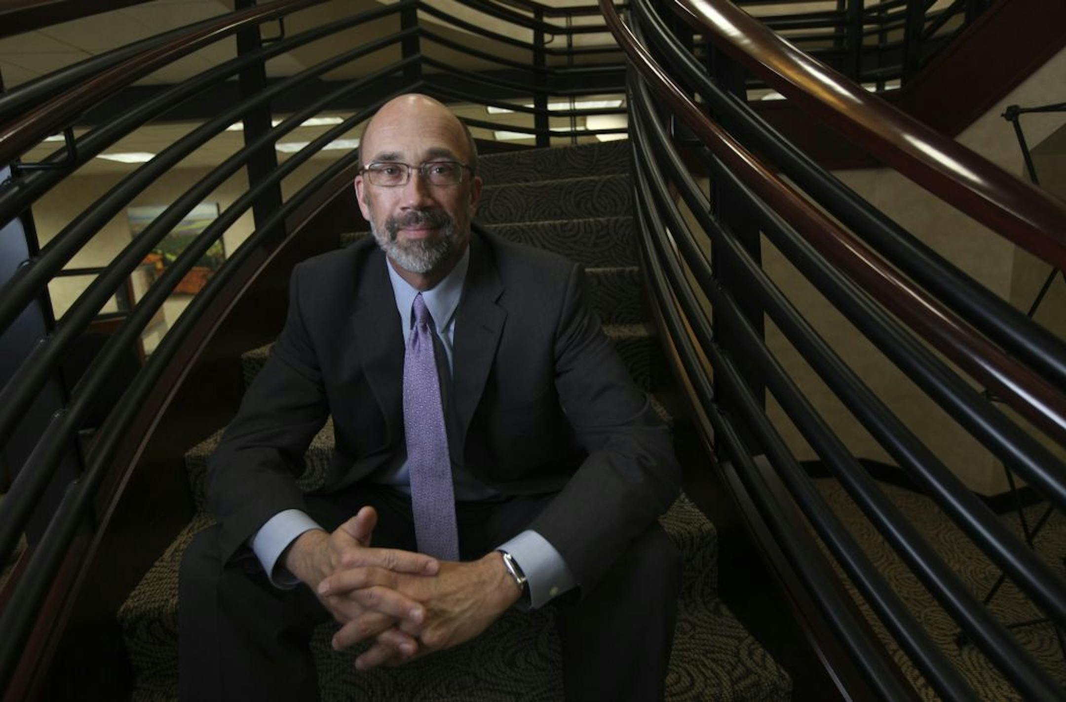 Chuck Mueller, CEO of Fidelity Bank, sat at their office in Edina, Min., Tuesday, May 8, 2012. Mueller has been CEO since 2008 but has been working for the company since 1983.