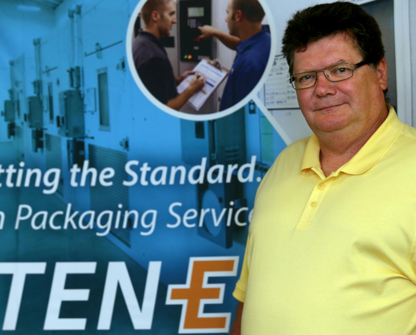 Robert Ten Eyck, president and CEO of TEN-E Packaging at his plant in Newport, Minn.