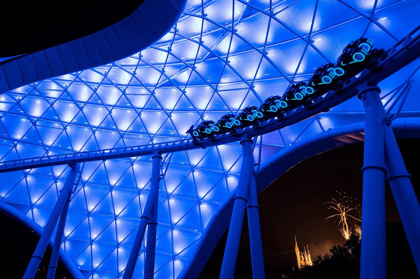 Tron Lightcycle Run at Disney World's Magic Kingdom.