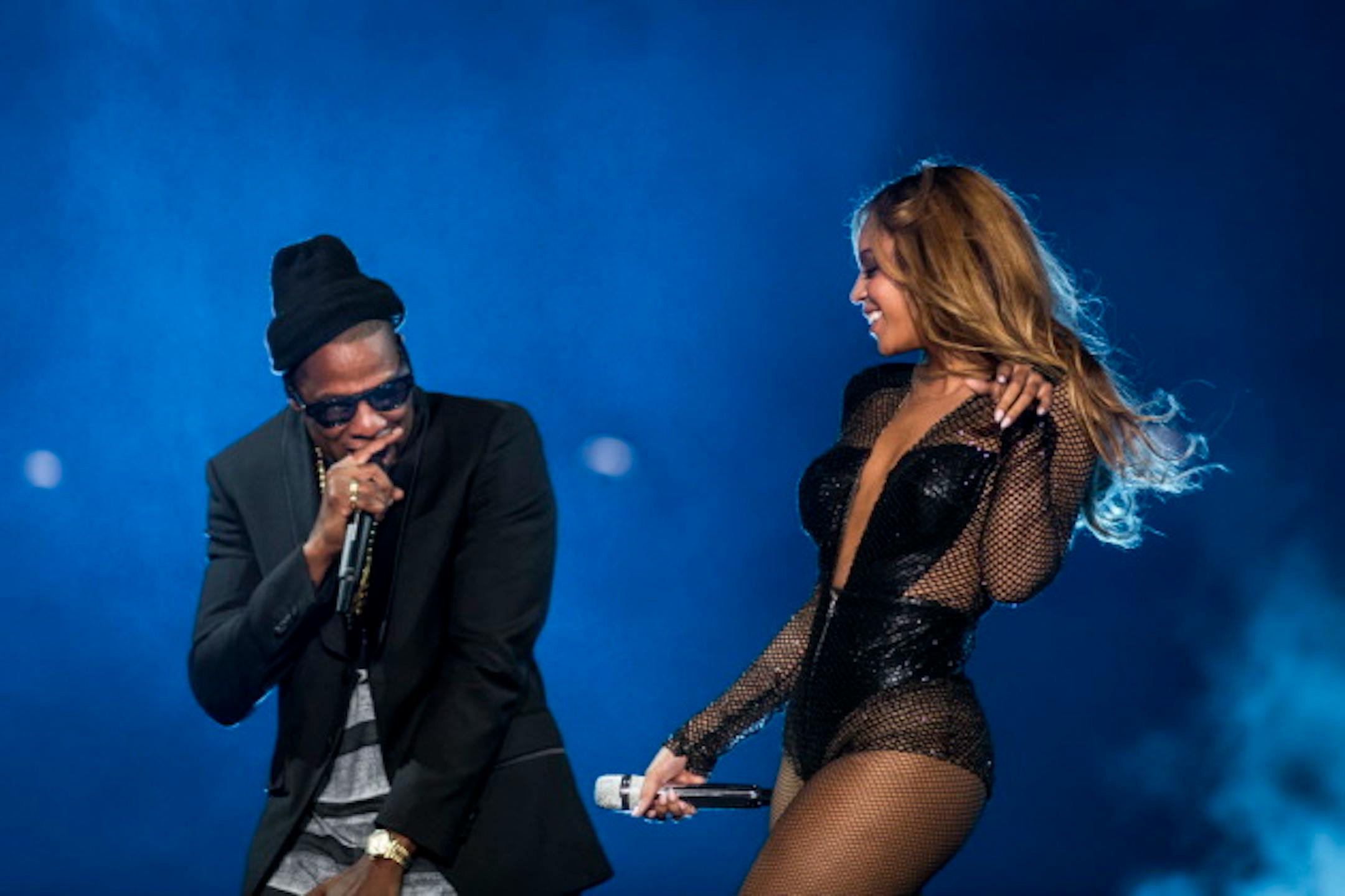 Jay-Z and Beyonce on their first On the Run Tour in 2014. / Chad Batka, New York Times